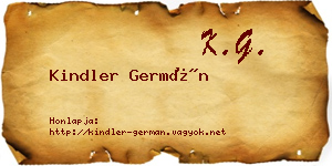 Kindler Germán névjegykártya